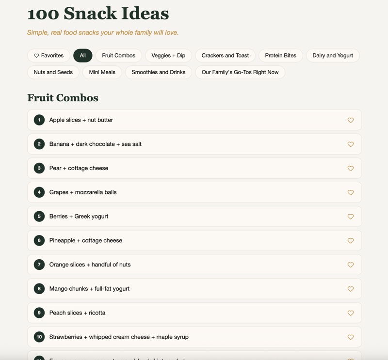 100 Snack Ideas